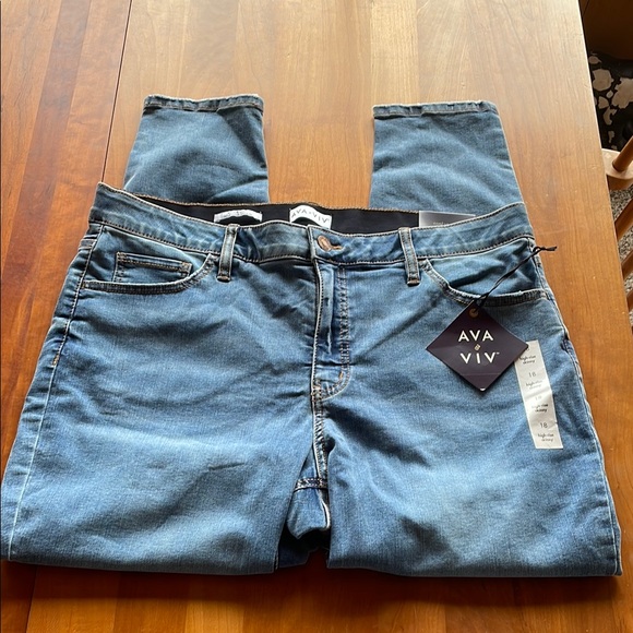 Ava &Viv High Rise Skinny Blue Stretch Jeans. New With Tags. Plus Size 18 - Picture 2 of 10